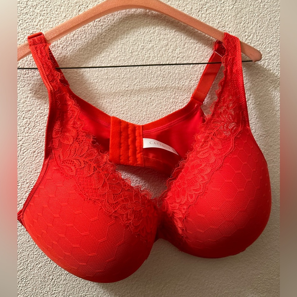 Cacique Boost Plunge Bra Orange Lace 46DD